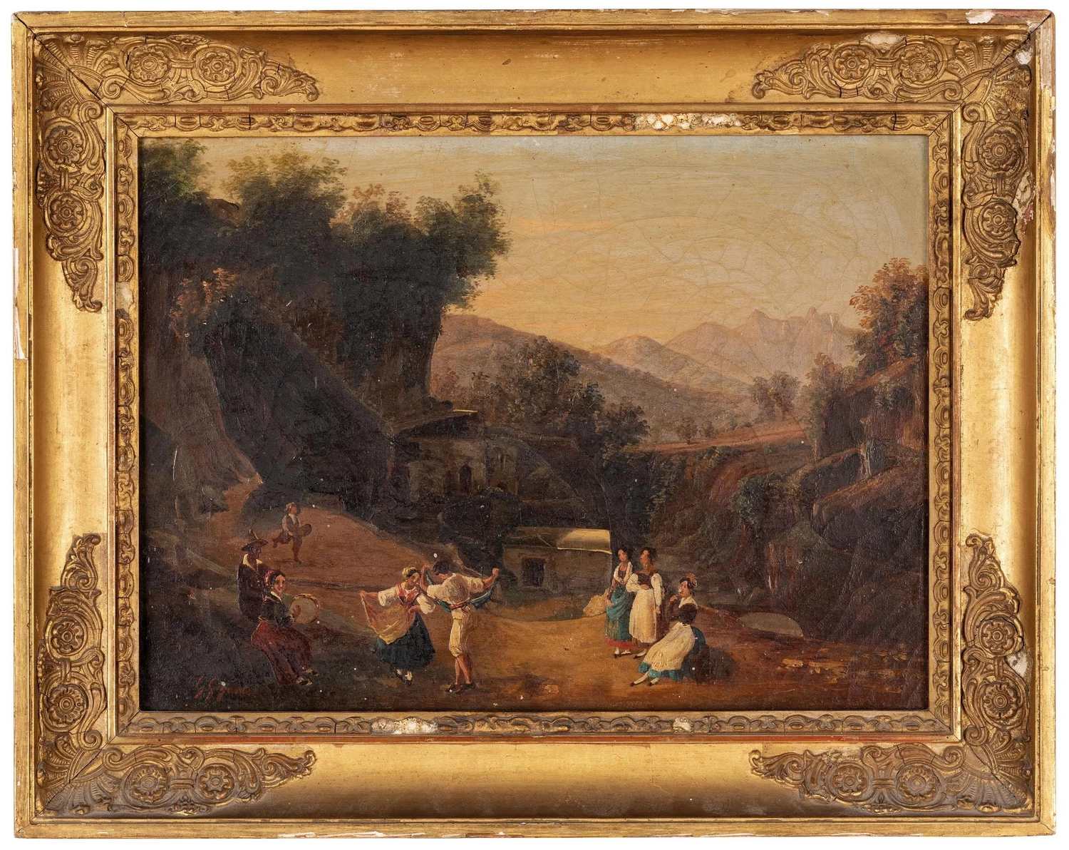 Paesaggio con festa popolare